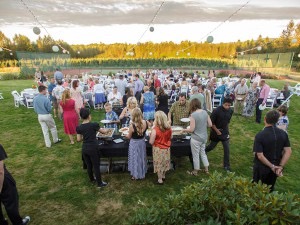 Wedding guest at buffet table